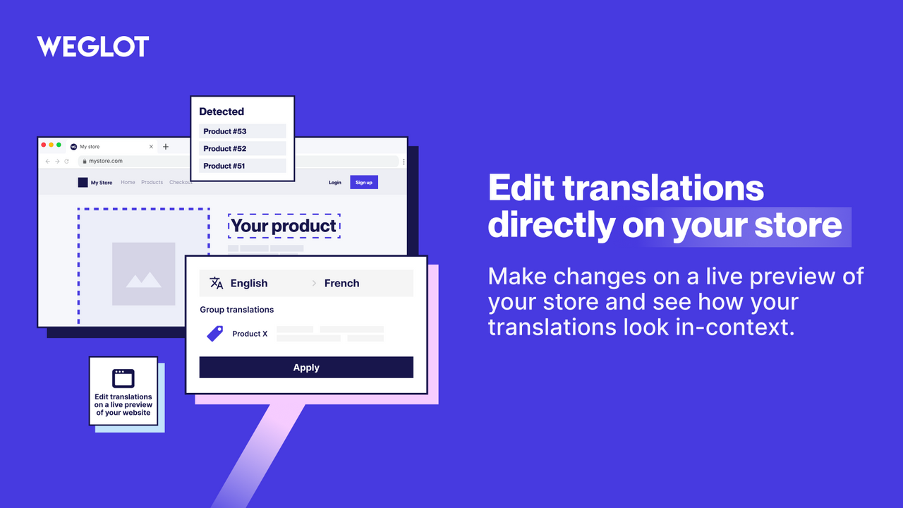Edit translation directly from your store