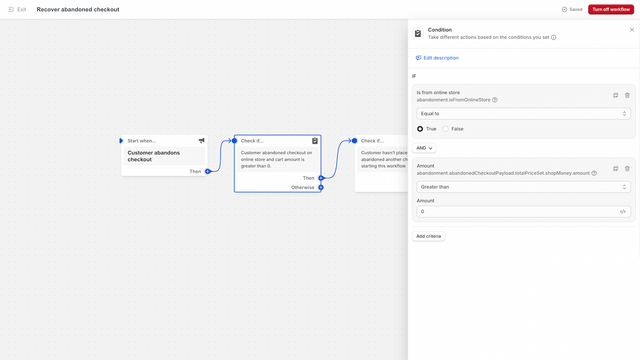Leverage powerful condition logic to build complex workflows