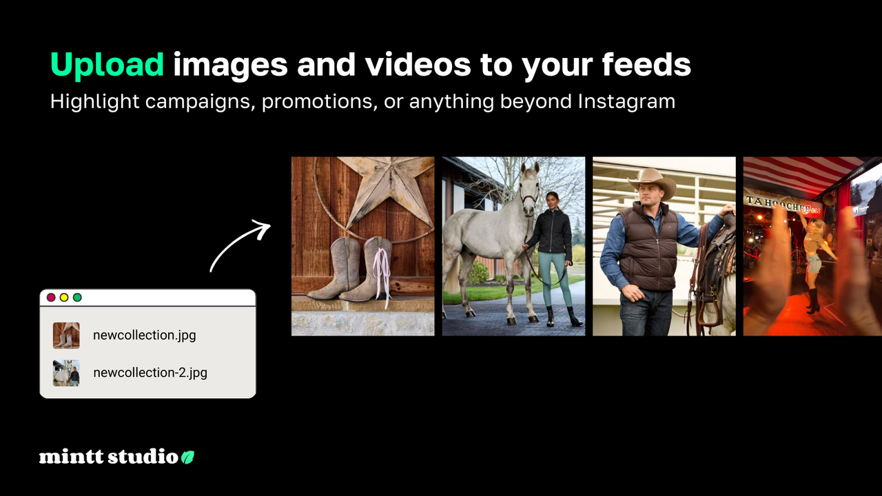 Instagram feed with uploaded files