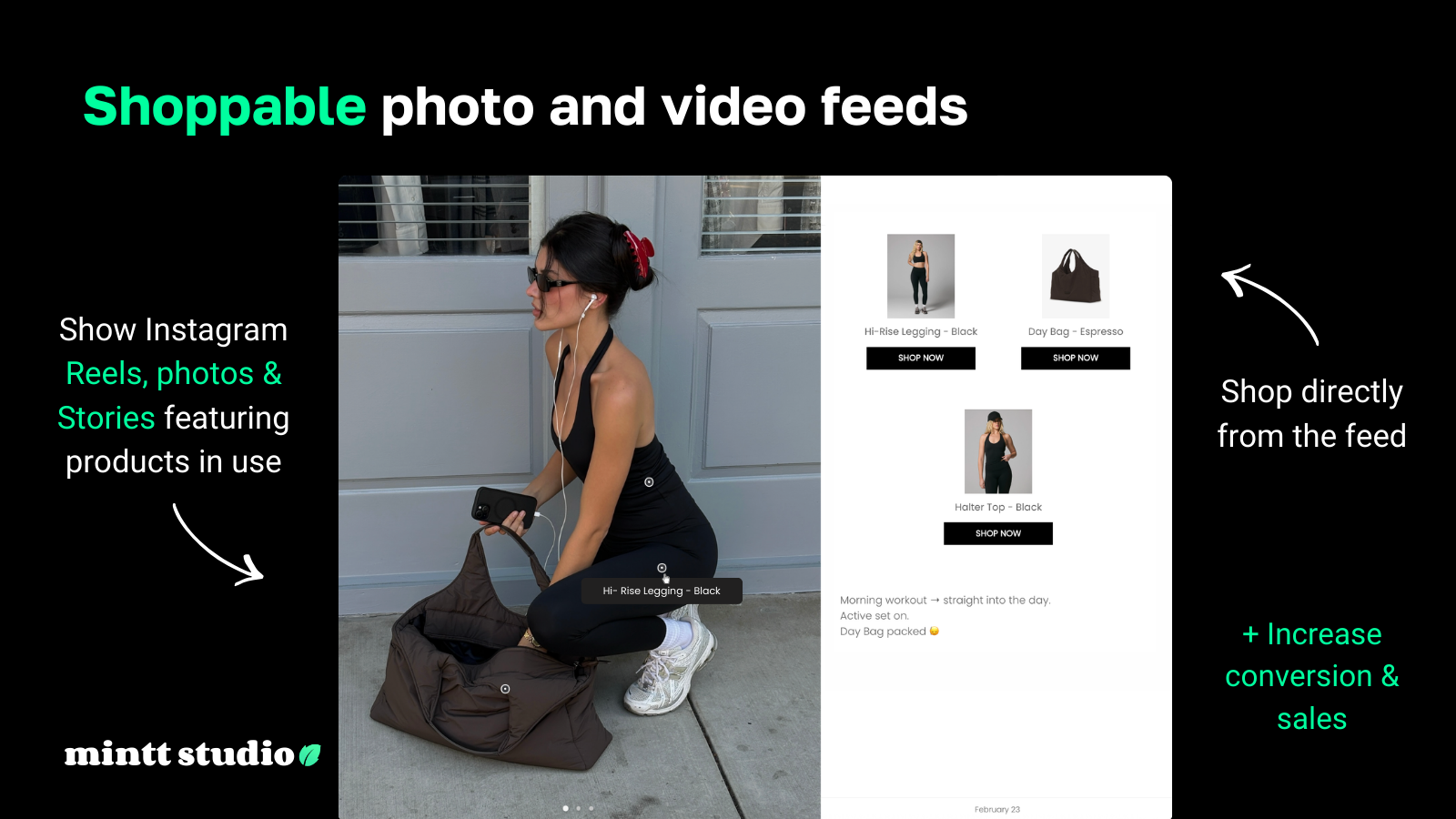 Instagram post pop-up showing shoppable products