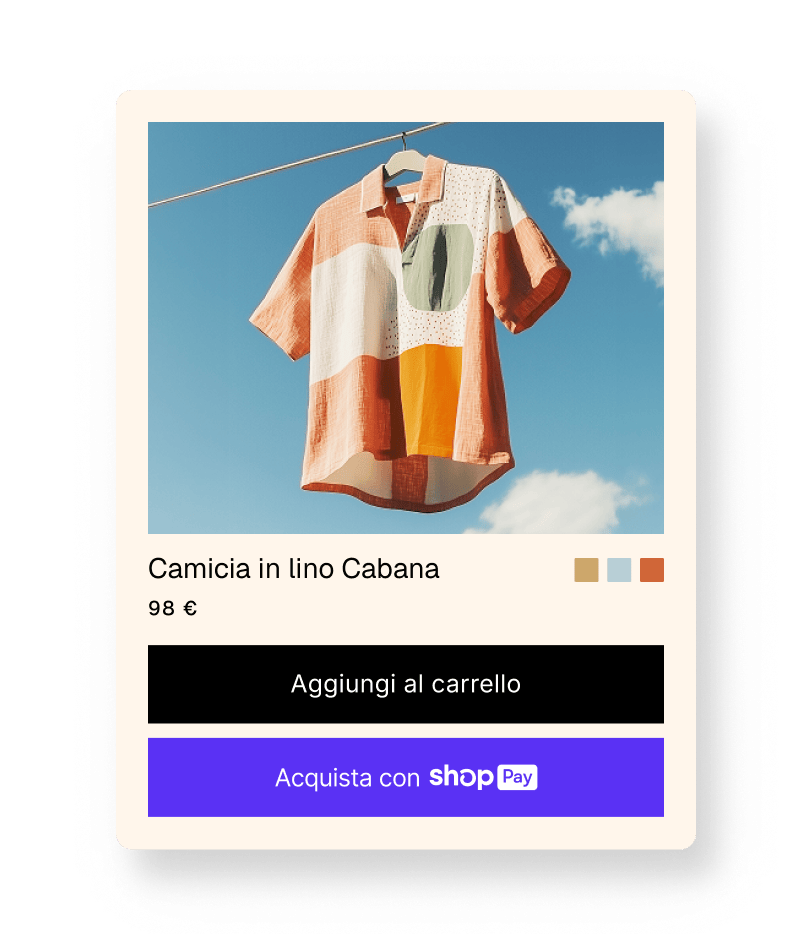 Animazione dell'immagine di una maglia che passa al check-out Shopify utilizzando Shop Pay.