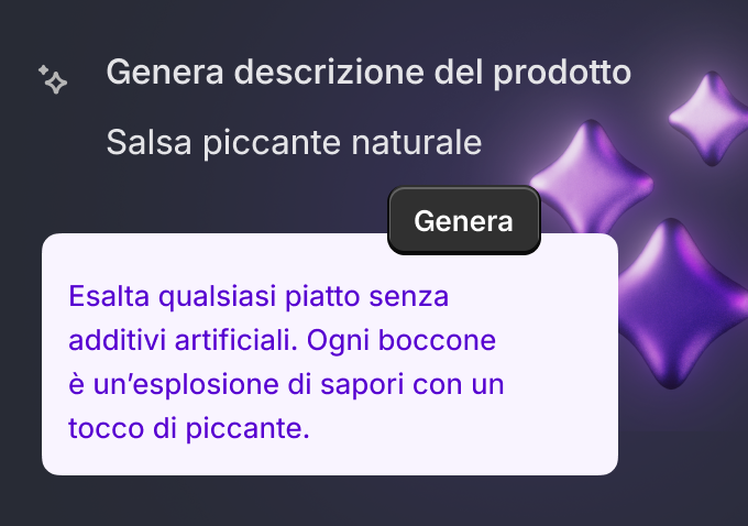 Lo strumento di intelligenza artificiale Shopify Magic utilizzato per generare una tagline 