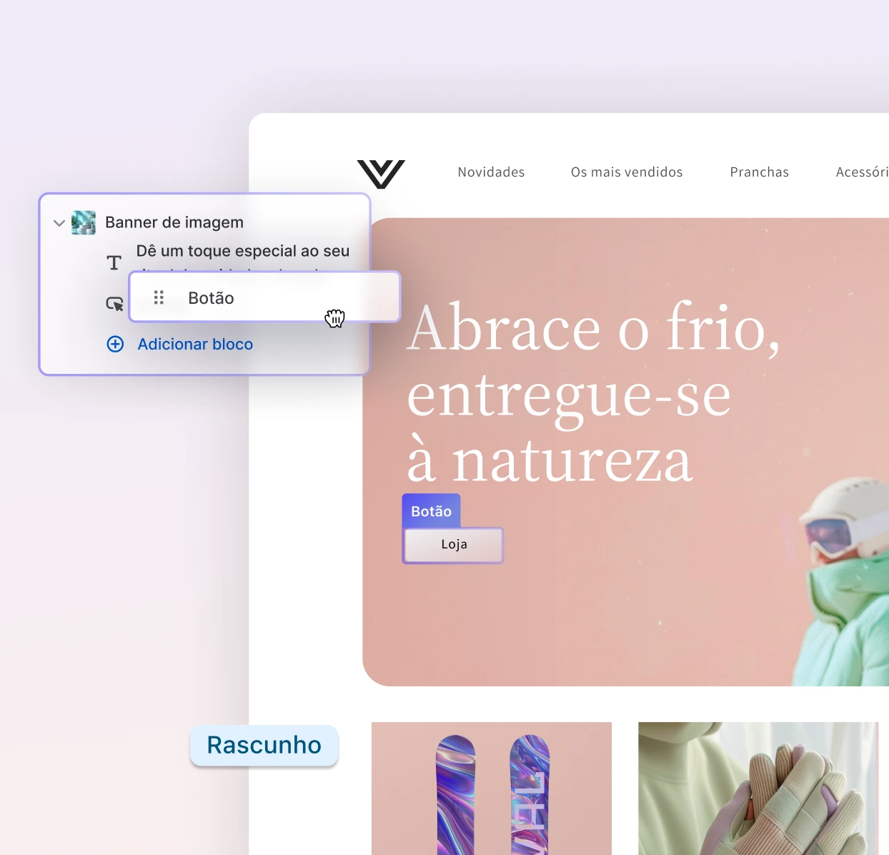 IU do construtor de websites