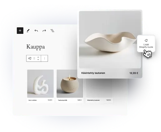 Shopify-tuotetta lisätään WordPress-sivustolle WordPress Editorin avulla.