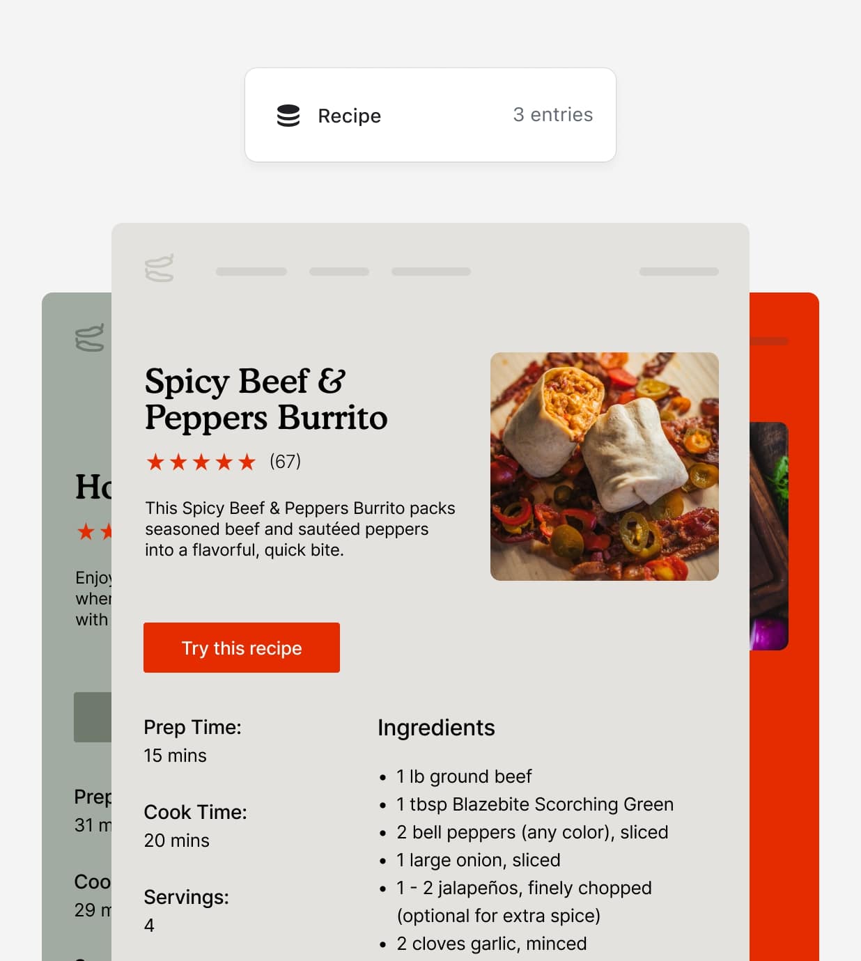 Resep di toko saus pedas, menunjukkan bagaimana metaobjek memungkinkan Anda menambahkan jenis konten khusus