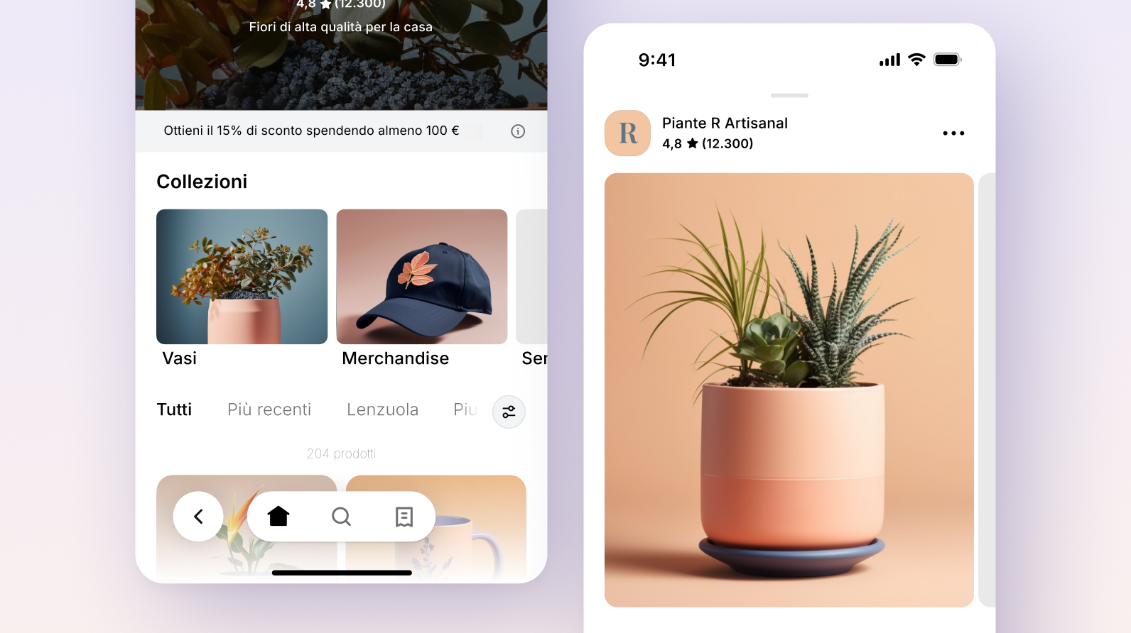 Schermi di dispositivi mobili posti uno accanto all’altro che mostrano siti web personalizzati