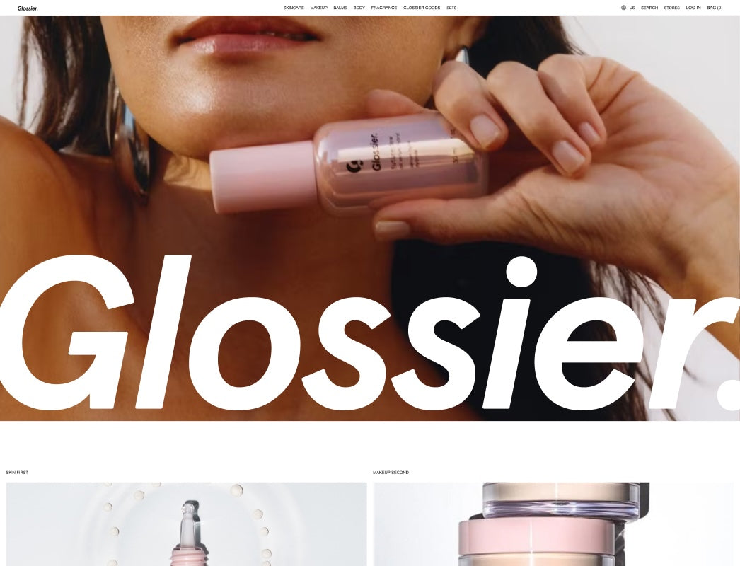 販售美容商品的 Glossier 網站圖片