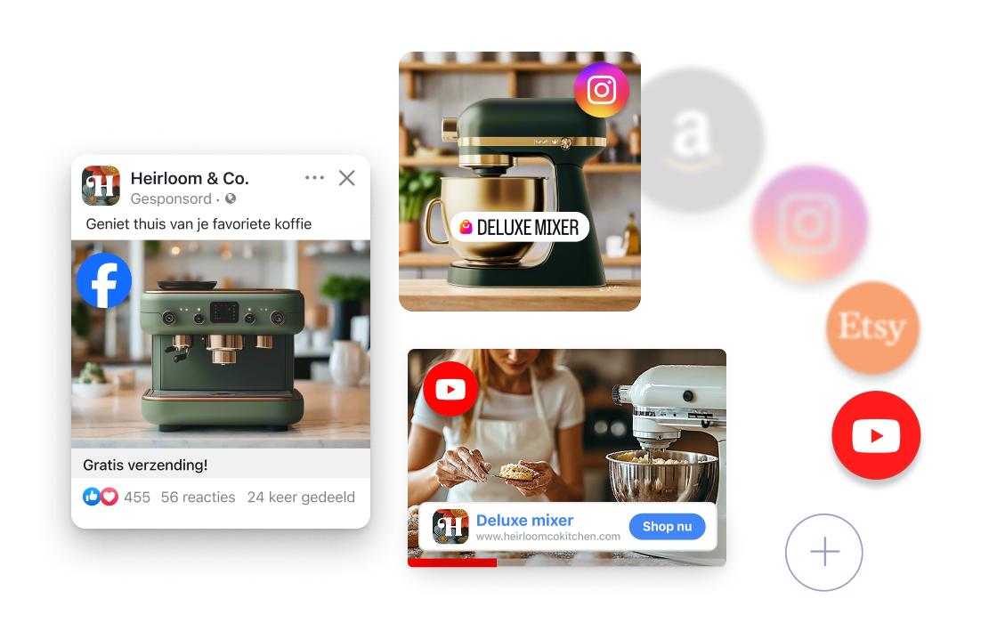 Interactief met de toevoeging van verschillende kanalen waarin je kunt verkopen zoals YouTube, Instagram, Etsy
