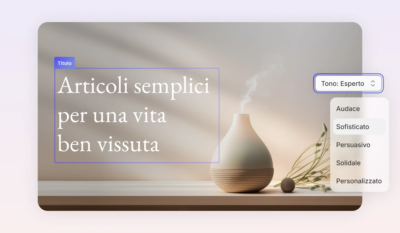 Interfaccia utente del generatore di siti web