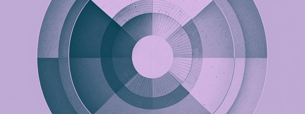 Cercles concentriques formant un graphique d’analyses dans des couleurs bleu violet
