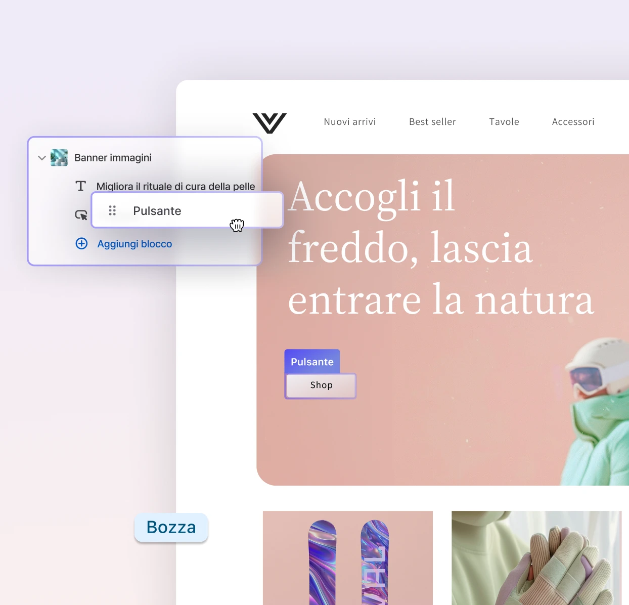 Interfaccia utente del generatore di siti web
