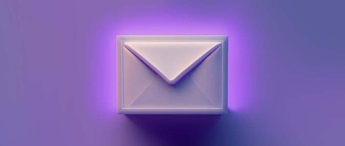 a single envelope against a purple background: reminder email: email cta
