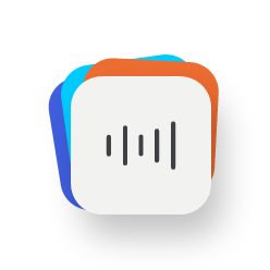 Iconos de aplicaciones apilados, el de arriba es una animación de ondas de sonido en movimiento.