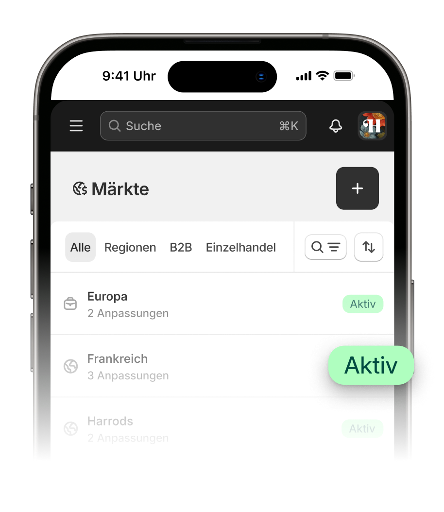 Animation, die zeigt, wie man in Minuten einen Markt erstellt