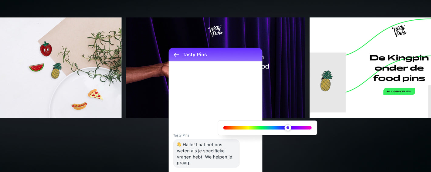 Voeg Shopify Inbox gratis toe en beheer de chatfunctie van je webshop, welkomstberichten en meer aan vanuit de webshop-editor.