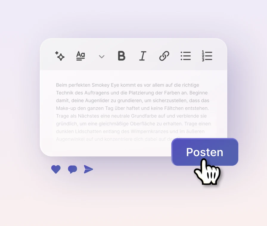 UI des Editors für Blog-Beiträge