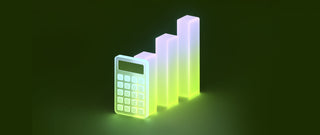 transluscent calculator and three ascending bars