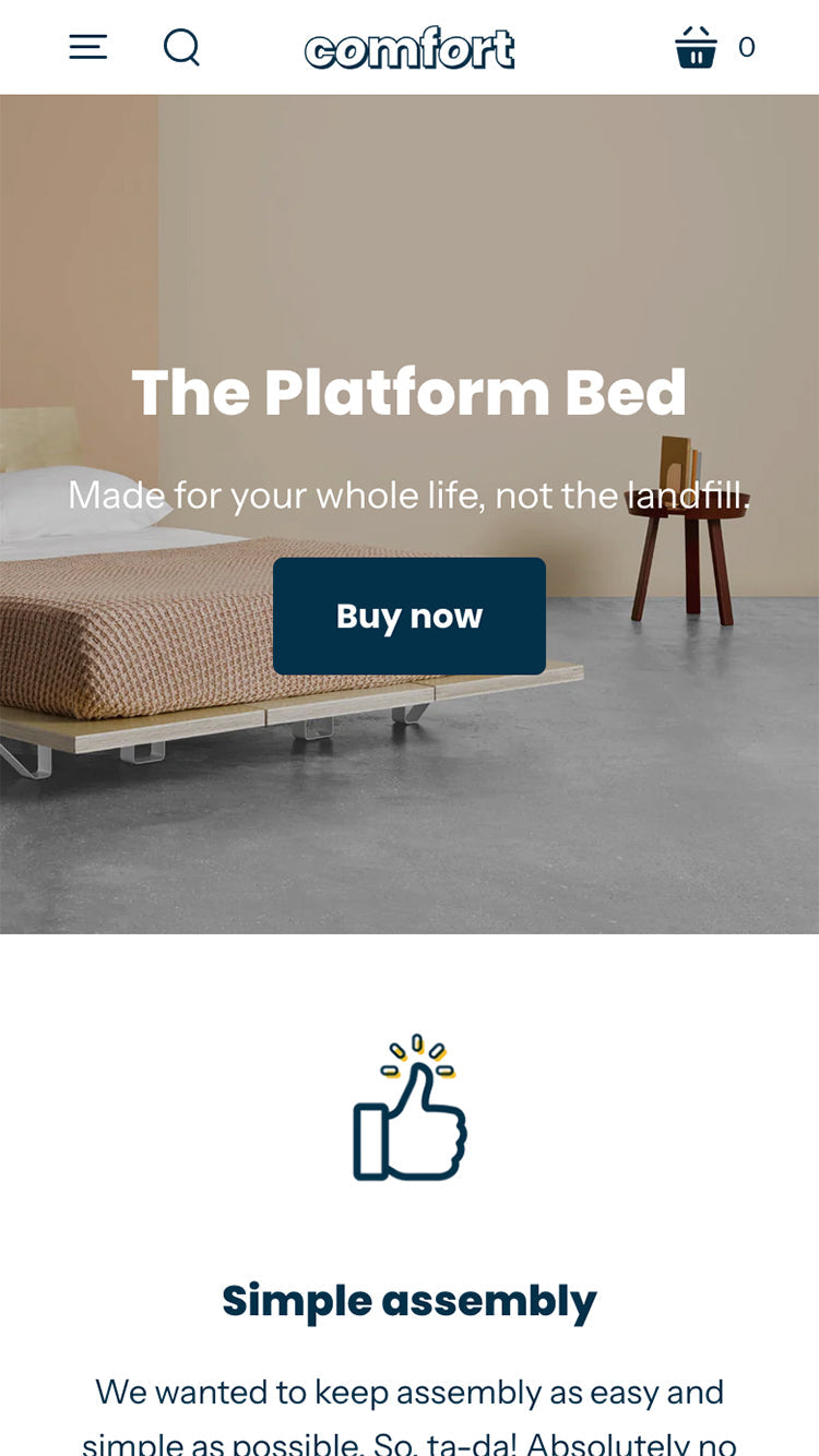 Theme screenshot that previews Comfort